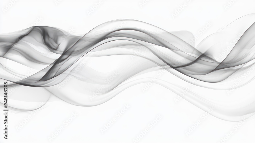 Obraz premium Abstract black and white smoke waves dancing gracefully on a light background.