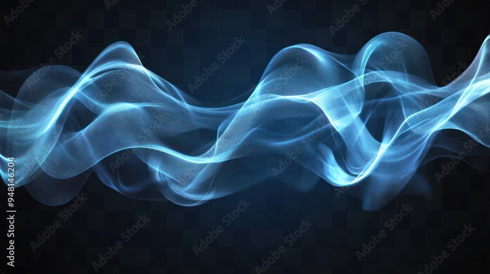 Obraz premium A mesmerizing wave of blue light flows gracefully against a dark background, creating a dynamic and ethereal atmosphere.