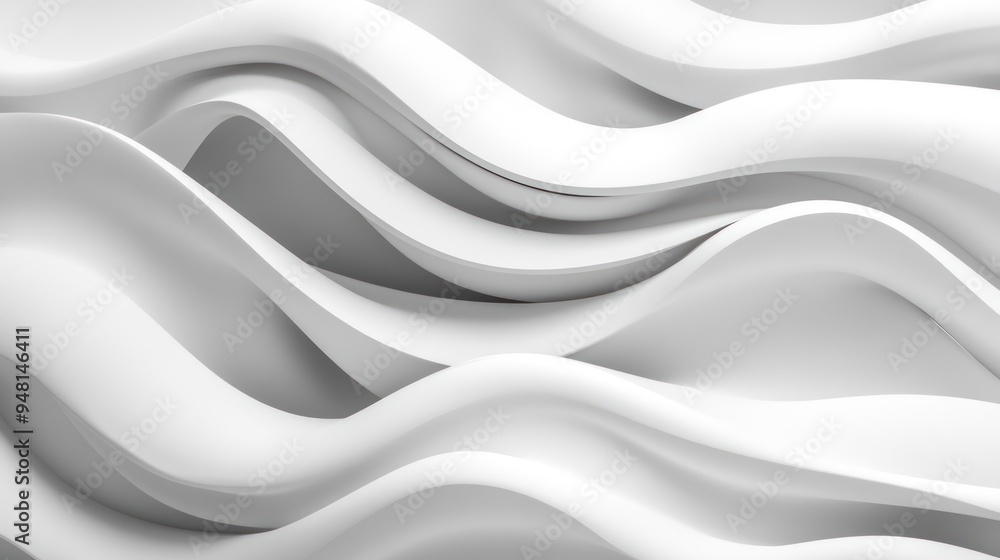 Obraz premium Abstract white wave patterns create a sense of fluid motion and elegance.