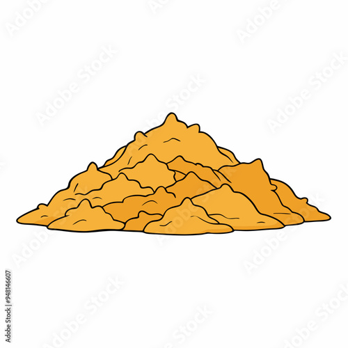Mountain Wood Shavings Art on White Background