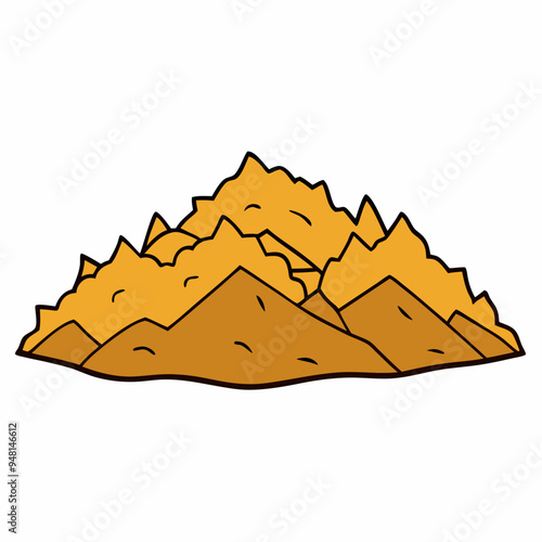 Mountain Wood Shavings Art on White Background
