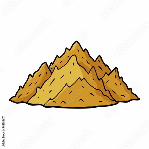 Mountain Wood Shavings Art on White Background