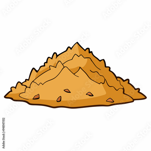 Mountain Wood Shavings Art on White Background