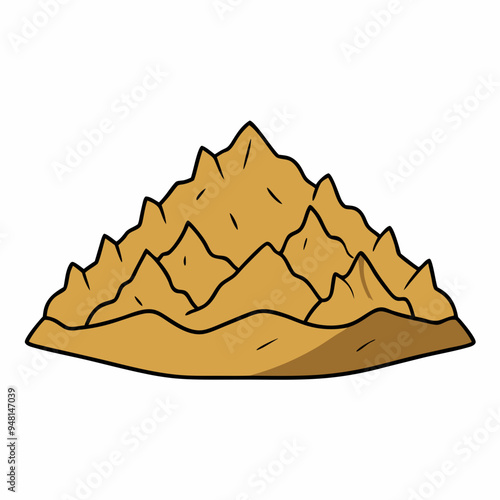 Mountain Wood Shavings Art on White Background