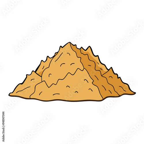 Mountain Wood Shavings Art on White Background