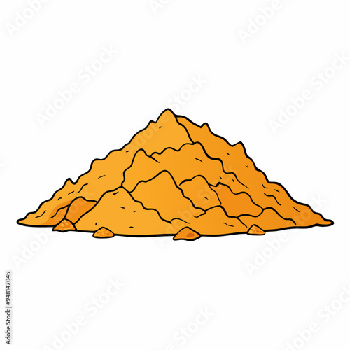 Mountain Wood Shavings Art on White Background