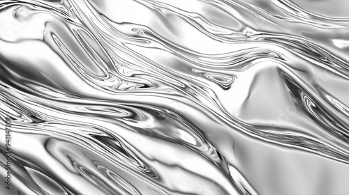 Shiny silver foil wave metal  abstract texture background. photo