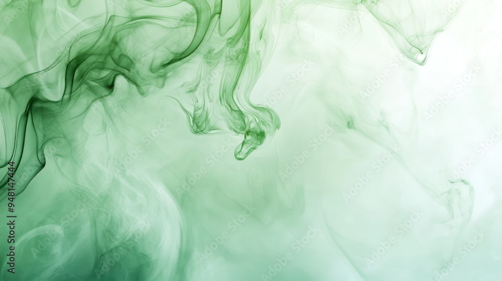A mesmerizing swirl of green smoke floating gracefully against a soft background. A mesmerizing swirl of green smoke floating gracefully against a soft background.