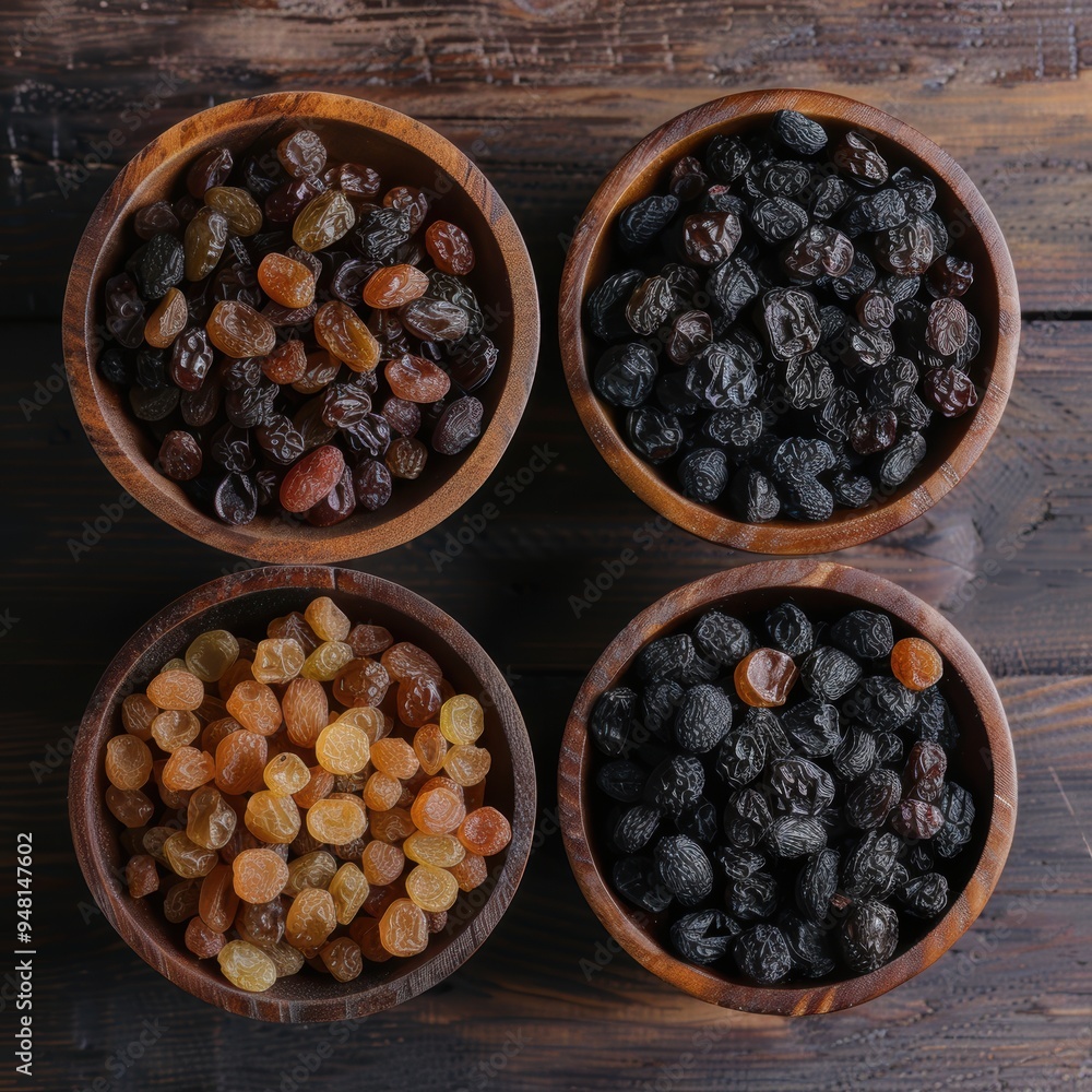 Raisin grain in bowl closeup view Raisin grain in bowl closeup view