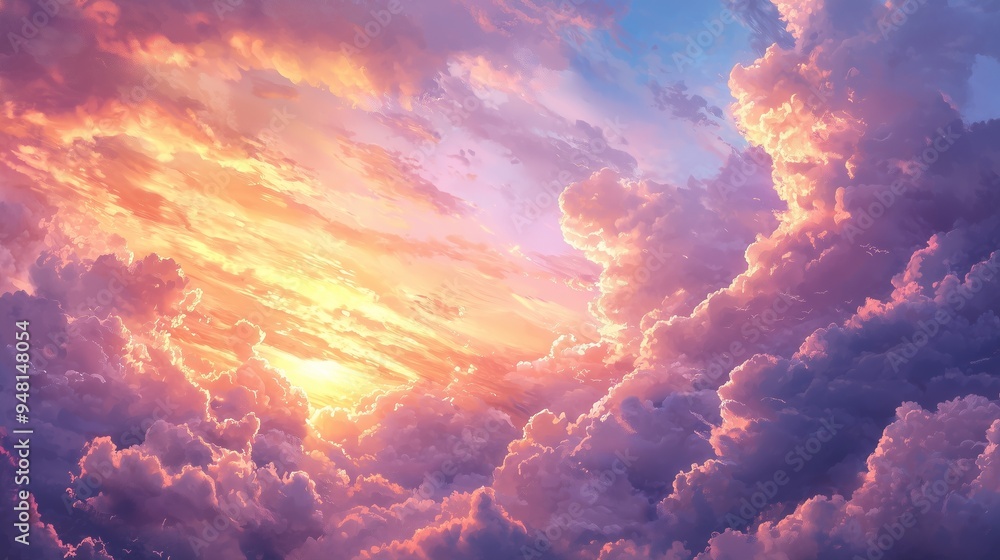 Fototapeta premium Beautiful pastel cloudy sunset.