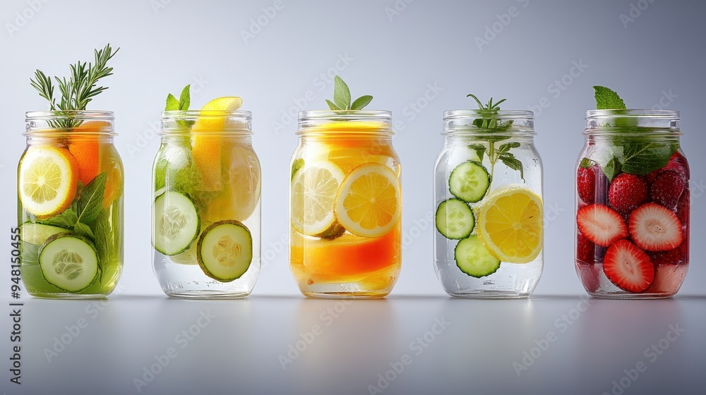 Refreshing fruit-infused waters in jars, showcasing vibrant colors and healthy ingredients, perfect for hydration and wellness. Refreshing fruit-infused waters in jars, showcasing vibrant colors and healthy ingredients, perfect for hydration and wellness.