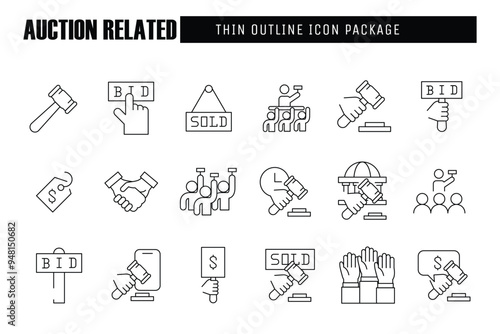 auction Related thin outline icon vector design good for web and mobile app