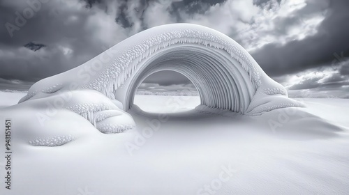 Frosty arched bridge in a park with a stunning and vivid texture photo