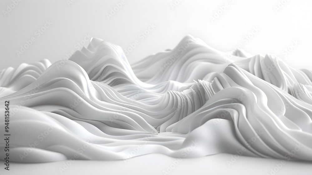 Fototapeta premium Abstract 3D minimalistic illustration with smooth continuous lines creating organic shapes. The artwork reflects a modern and elegant design, abstract geometric forms and balance in composition.