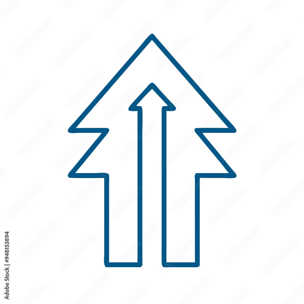 Merging Arrows Icon in Simple Blue Line Art on White Background Merging Arrows Icon in Simple Blue Line Art on White Background