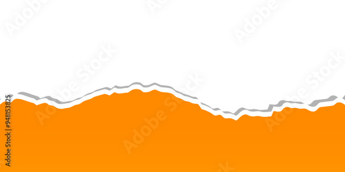 torn orange paper on a gray background isolated on a white background suitable for text insertion