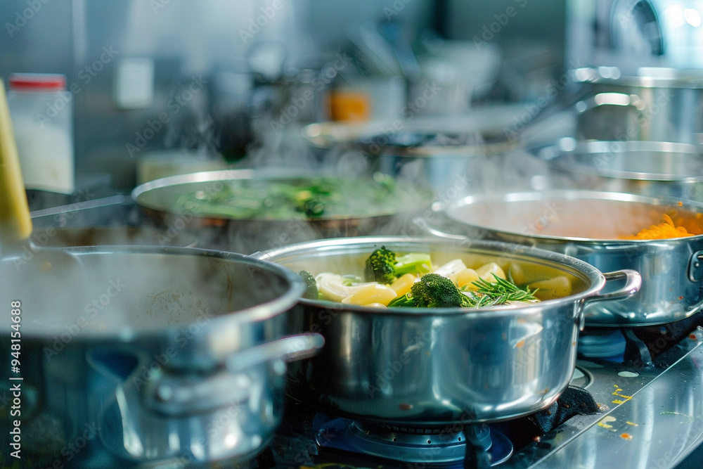Cooking Vegetables in a Kitchen Cooking Vegetables in a Kitchen