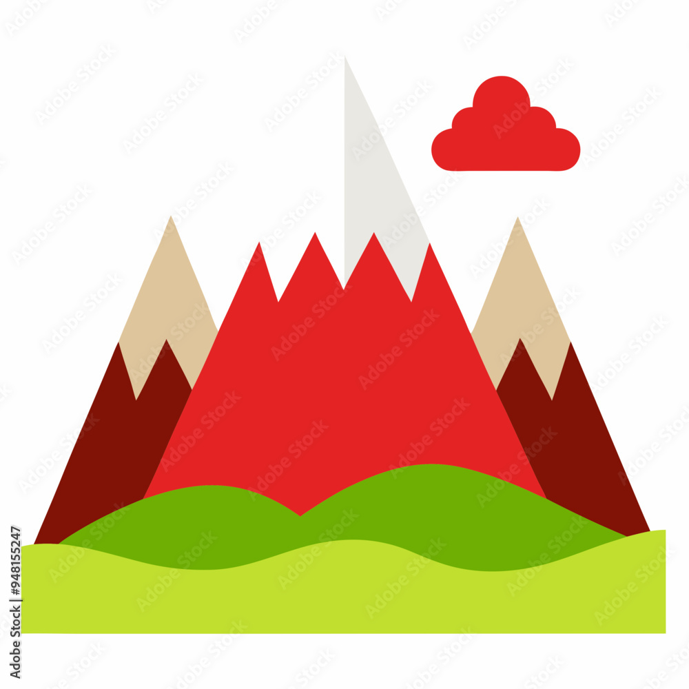 Mountain Vector Art on White Background Mountain Vector Art on White Background