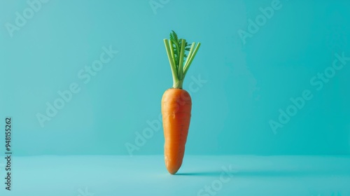 Single carrot with green top isolated on a clean background photo