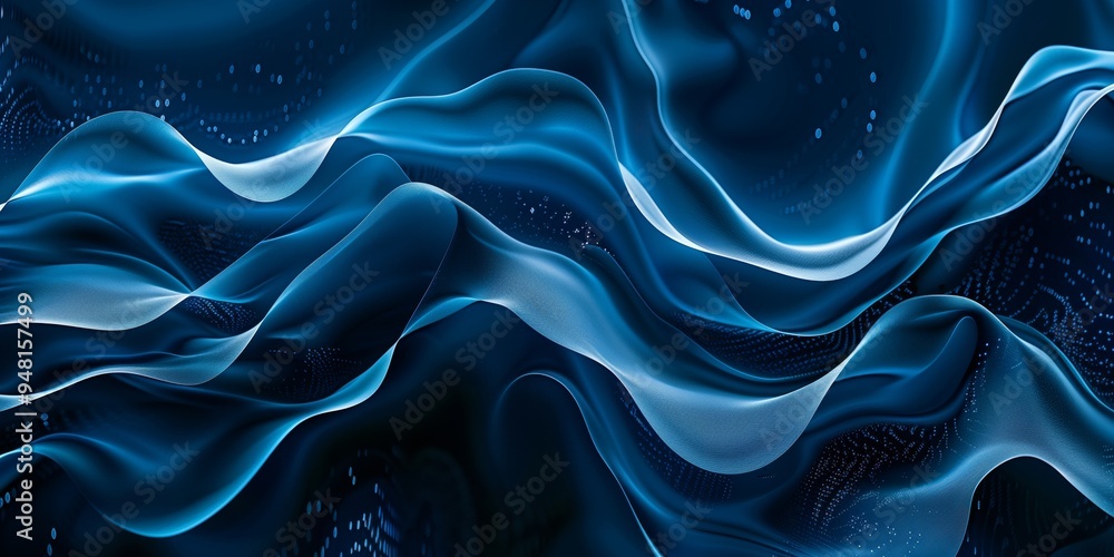 Obraz premium Abstract background with wavy elements and dynamic style in dark blue tones.