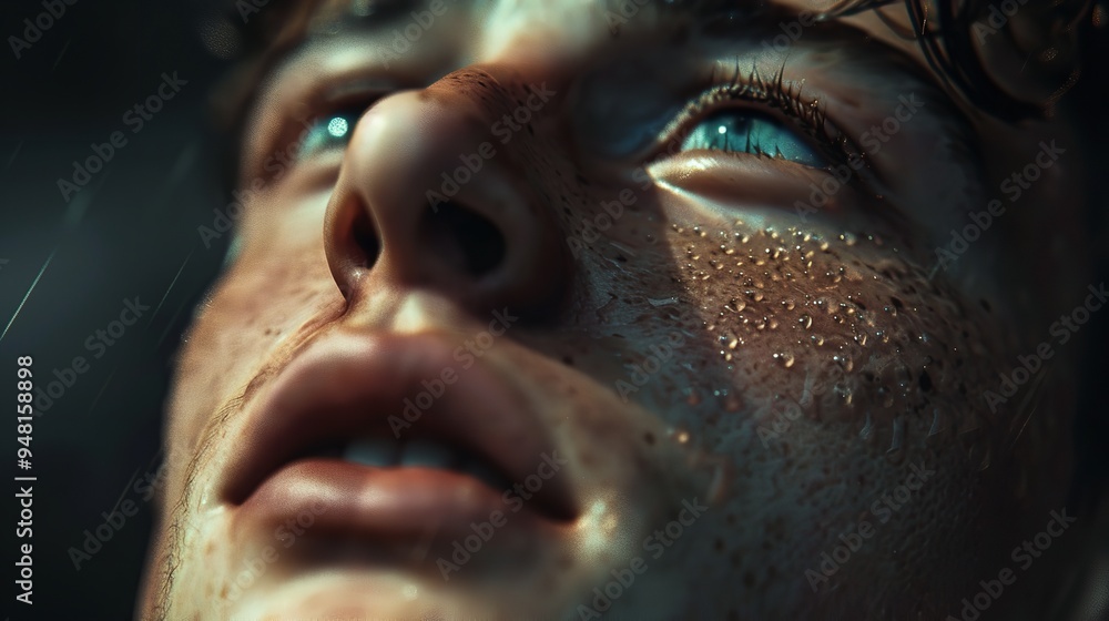 Touched by His Grace. Close-up of a Beautiful Young Man Touched by His Grace. Close-up of a Beautiful Young Man