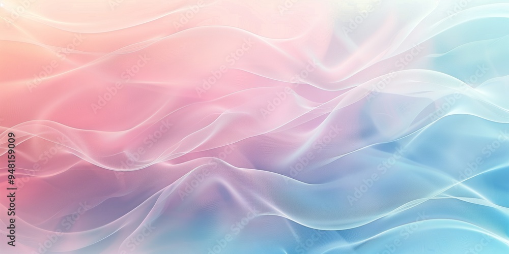 Fototapeta premium Abstract background with wavy elements and soft pink-blue shades, blurring and gradient transitions, gentle textures, smooth forms.