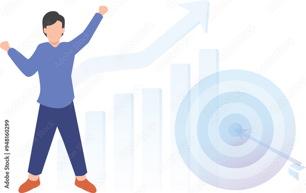 The boy is happy with the progress of the graph. The boy is happy with the progress of the graph.