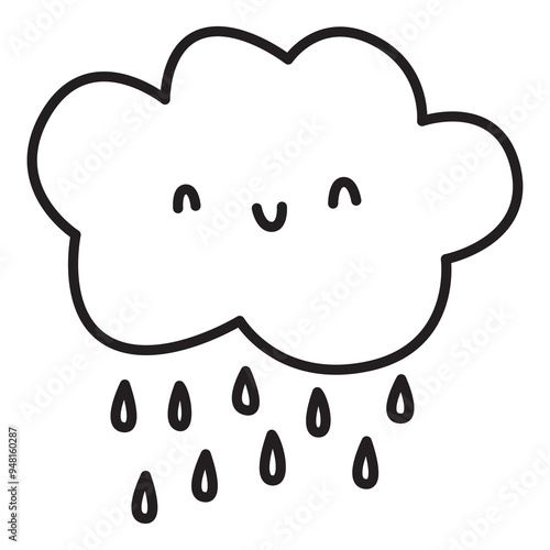 rain weather doodle icon transparent background