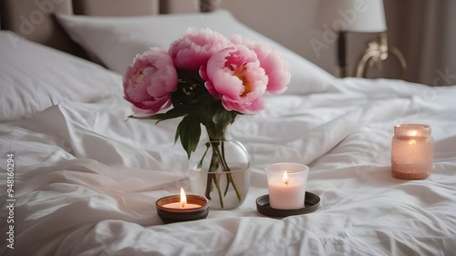 peony on the bed
