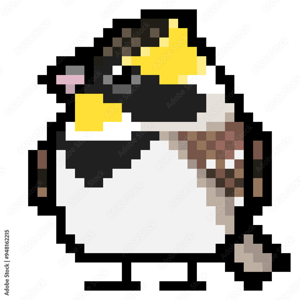 Fototapeta premium ドット絵, アニマルイラスト, ミヤマホオジロのオス