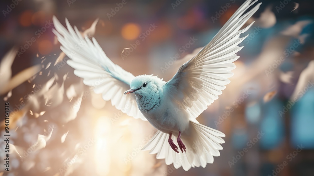 Serene Avian Creature with Blue Plumage Flying in Peaceful Nature Serene Avian Creature with Blue Plumage Flying in Peaceful Nature