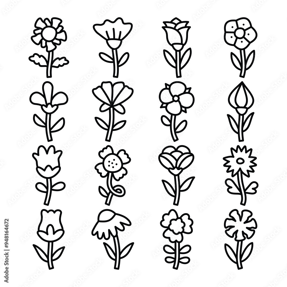 plant and flower line art vector plant and flower line art vector
