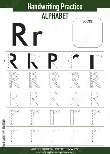 Alphabet Tracing Practice with Uppercase and Lowercase letter R