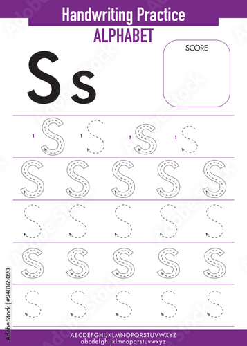 Alphabet Tracing Practice with Uppercase and Lowercase letter S