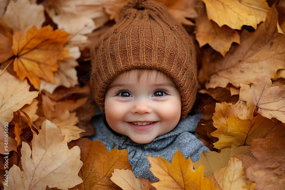 Beautiful autumn portrait, sunny day, park full of fallen foliage, people children pets walking, generative AI Beautiful autumn portrait, sunny day, park full of fallen foliage, people children pets walking, generative AI