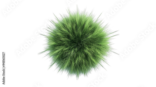 A vibrant green sphere resembling a fluffy moss or whimsical plant, perfect for adding a touch of nature's beauty to any design.