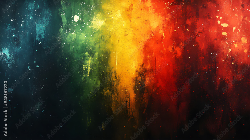 Obraz premium Abstract grunge background with emphasis on reggae colors.