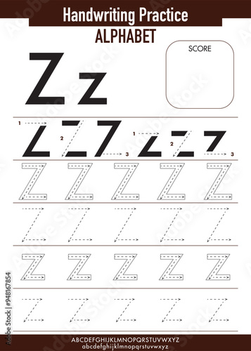 Alphabet Tracing Practice with Uppercase and Lowercase letter Z