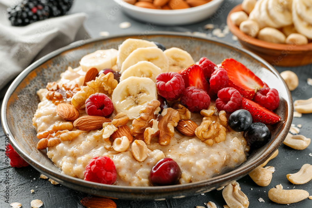 Delicious Oatmeal with Fresh Fruit and Nuts Delicious Oatmeal with Fresh Fruit and Nuts