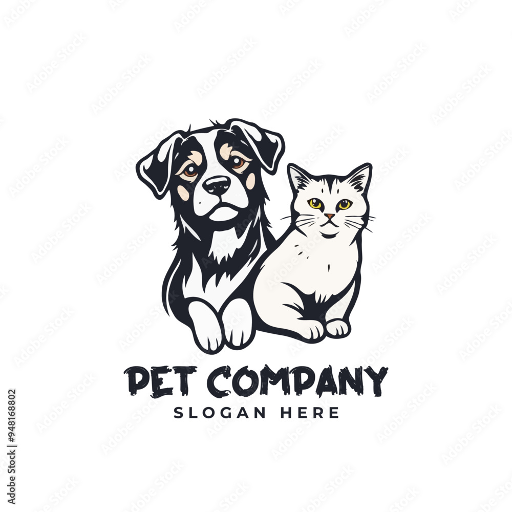 Vector Pet Shop Logo Design Template. Pet company logo. Dog and cat animal pet logo design inspiration Vector Pet Shop Logo Design Template. Pet company logo. Dog and cat animal pet logo design inspiration
