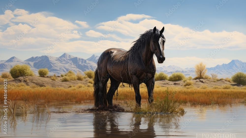 Wild Horse in natural habitat. Wild Horse in natural habitat.