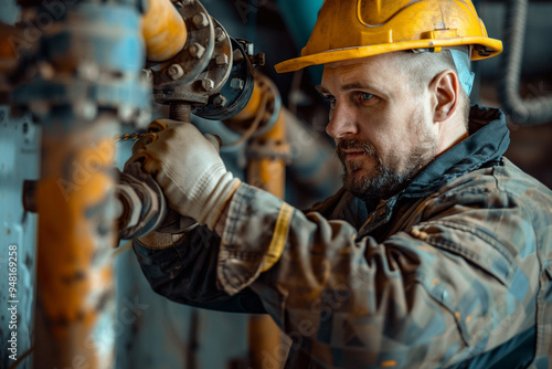 Industrial Worker in a Yellow Hard Hat