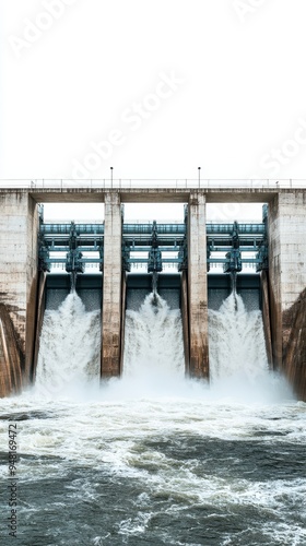 Wallpaper Mural Water cascades down large spillways at a hydropower station, demonstrating the impressive energy generation process Torontodigital.ca