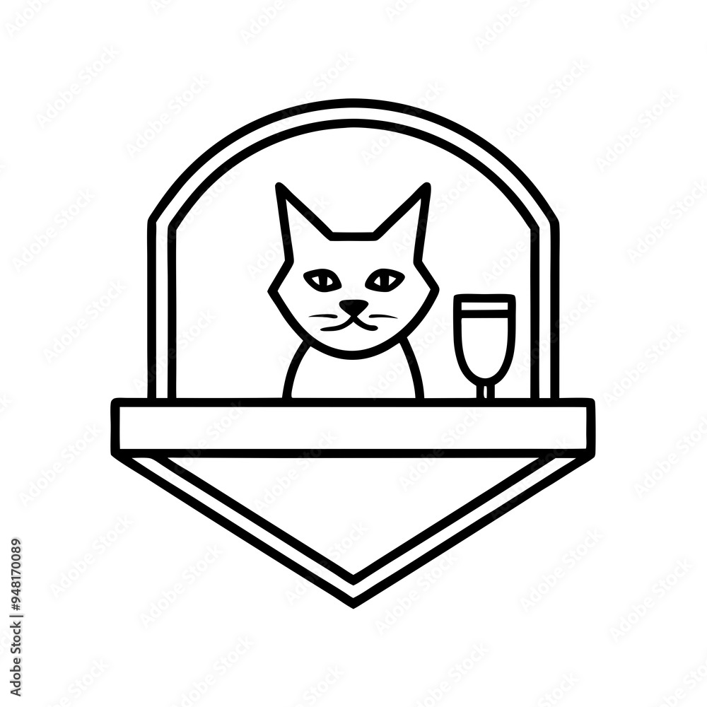 Fototapeta premium Stylized Cat Bar Logo - Vector Art Illustration