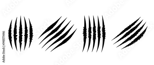 animal claw scratch marks on white background. scar or scratch icons for wilderness, animal attack, wild animal, warning, danger etc message 