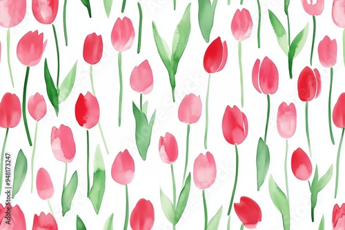 Wallpaper Mural Colorful tulips in a vibrant floral pattern against a white background during springtime Torontodigital.ca