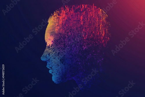 Abstract profile portrait made of colorful lines.