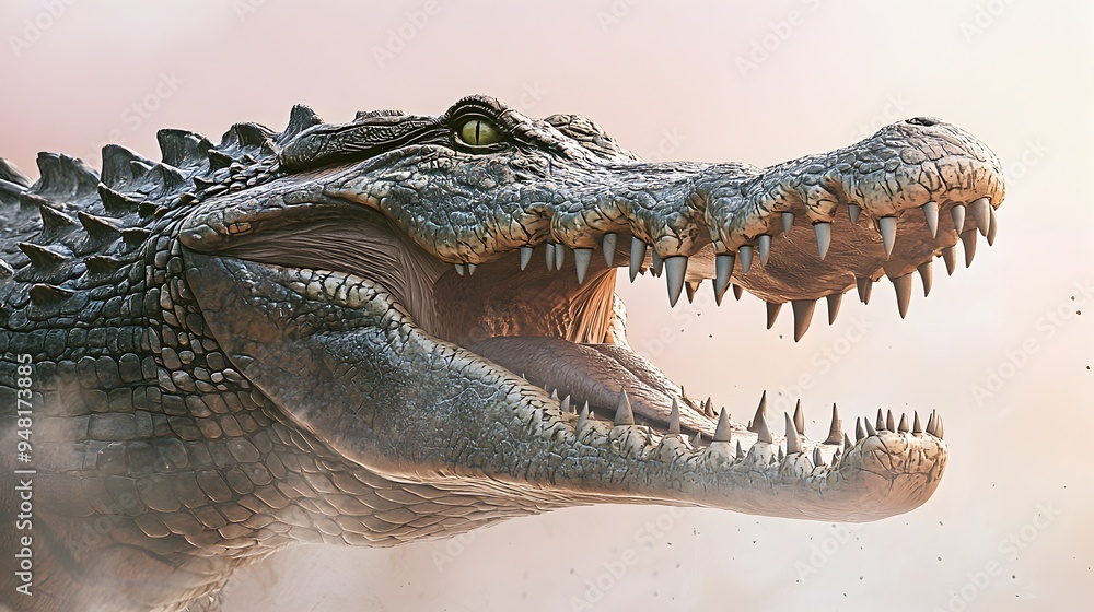 Fototapeta premium Powerful Crocodile Predator in Soft Pastel Background