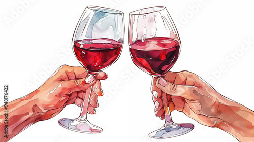 two hands holding wine glasses