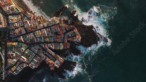 Aerial view of Charcones Punta Brava with beautiful coastline and historic architecture, Puerto de la Cruz, Spain. photo